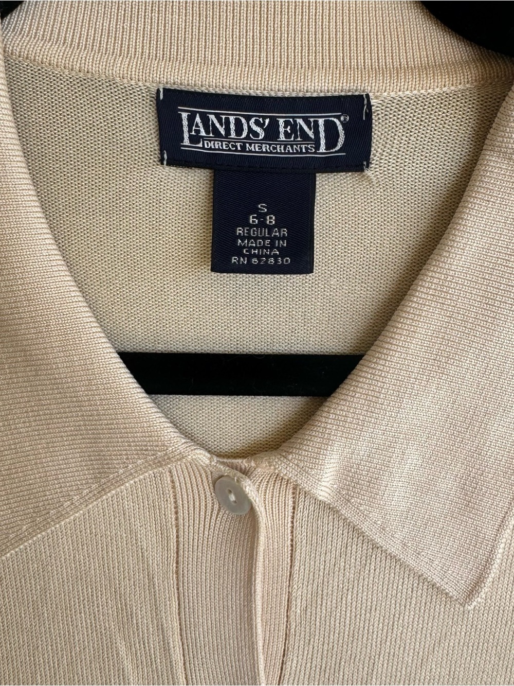Lands' End Silk Blend Beige Button-Front Women’s Cardigan - Picture 2 of 7